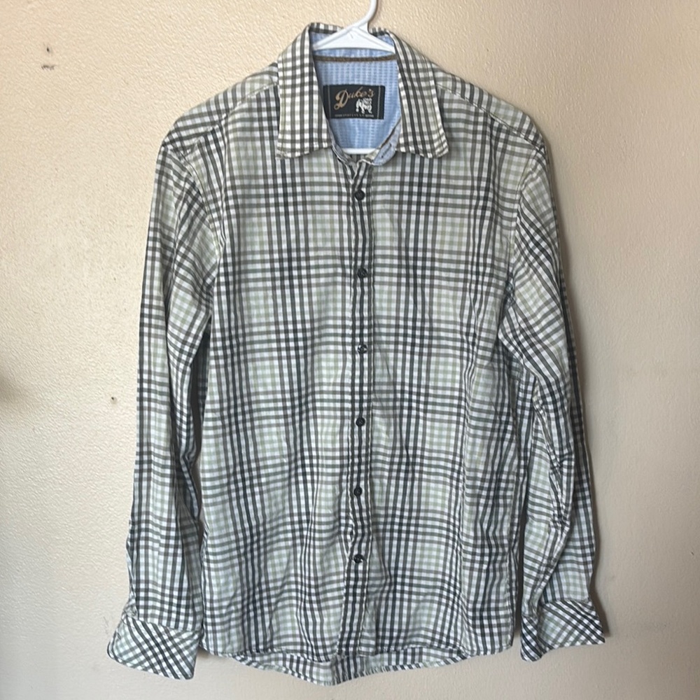 Duke’s Sportswear Men's Checkered Long Sleeve Button Down Shirt Size Large